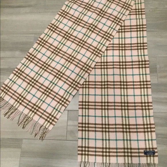 BURBERRY VINTAGE 100% CASHMERE NOVA CHECK FRINGE SCARF - Picture 5 of 5